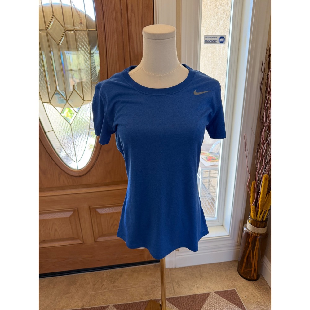 Nike Dri-FIT Women Small Blue Short Sleeve Training Running Shirt Heathered
